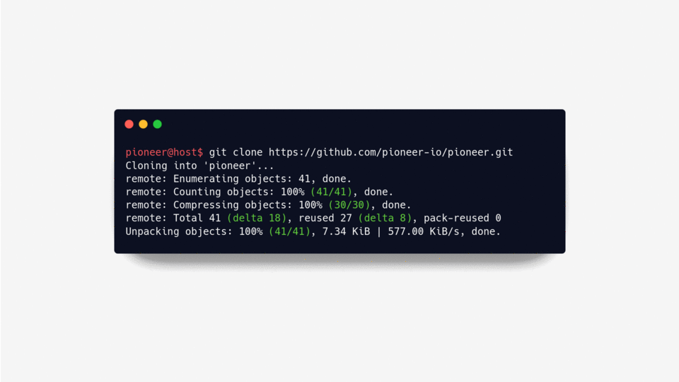 Pioneer startup process in terminal