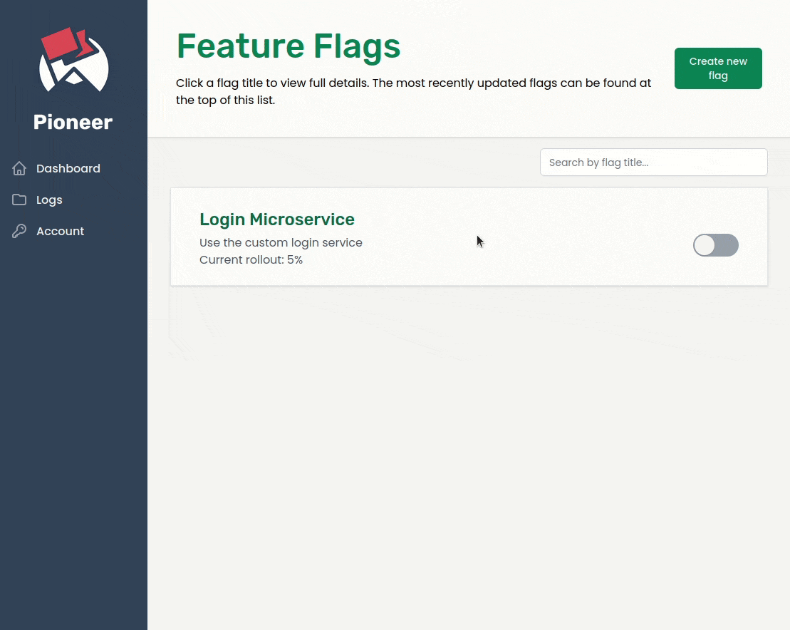 Gif of toggling an individual flag